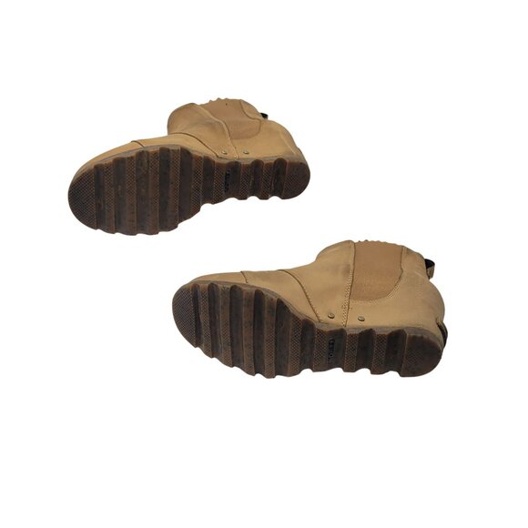 Sorel Womens Leather Lea Wedge‎ Booties Elk Curry Sz 9.5 Mad Max Apocalyptic Tan - Picture 13 of 14